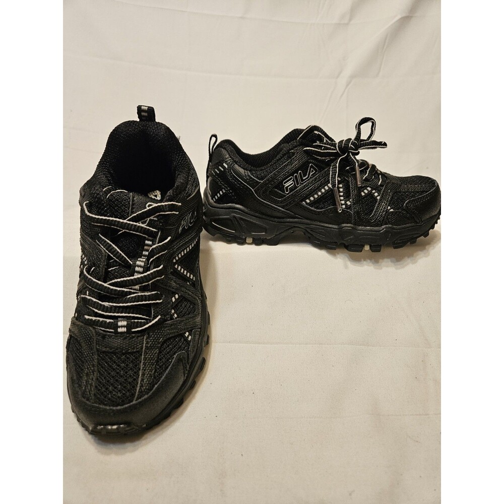 Brand New FILA BLACK Kids US 12 Rugged Trail Hiking Shoes Sneakers 3SH40097 -010